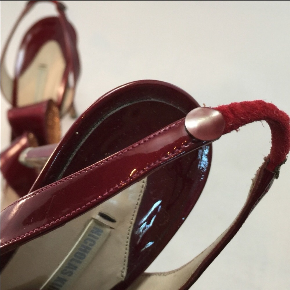Plexi pvc statement glitter bow ox blood burgundy Nicholas Kirkwood heels sandal - Picture 6 of 11